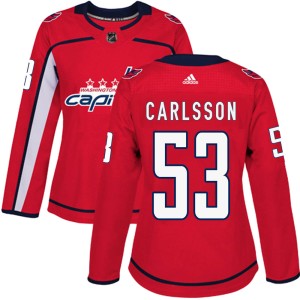 Washington Capitals Gabriel Carlsson Official Red Adidas Authentic Women's Home NHL Hockey Jersey
