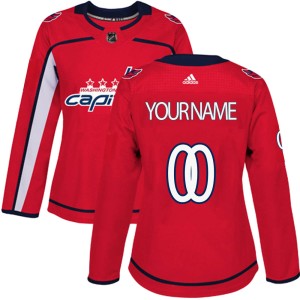 Washington Capitals Custom Official Red Adidas Authentic Women's Custom Home NHL Hockey Jersey