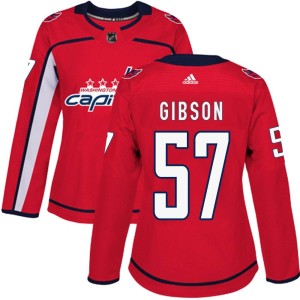 Washington Capitals Mitchell Gibson Official Red Adidas Authentic Women's Home NHL Hockey Jersey