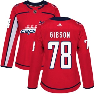 Washington Capitals Mitchell Gibson Official Red Adidas Authentic Women's Home NHL Hockey Jersey