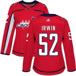 Washington Capitals Matthew Irwin Official Red Adidas Authentic Women's Home NHL Hockey Jersey