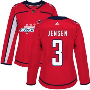 Washington Capitals Nick Jensen Official Red Adidas Authentic Women's Home NHL Hockey Jersey