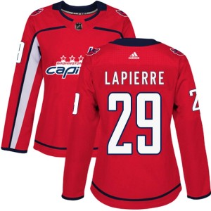 Washington Capitals Hendrix Lapierre Official Red Adidas Authentic Women's Home NHL Hockey Jersey