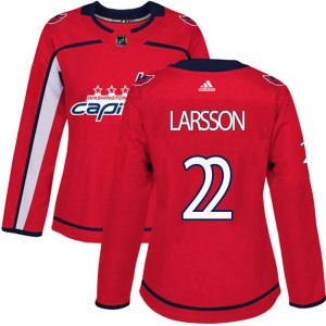 Washington Capitals Johan Larsson Official Red Adidas Authentic Women's Home NHL Hockey Jersey
