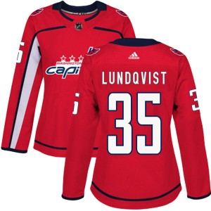 Washington Capitals Henrik Lundqvist Official Red Adidas Authentic Women's Home NHL Hockey Jersey