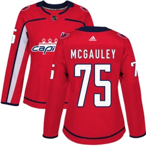 Washington Capitals Tim McGauley Official Red Adidas Authentic Women's Home NHL Hockey Jersey