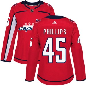 Washington Capitals Matthew Phillips Official Red Adidas Authentic Women's Home NHL Hockey Jersey