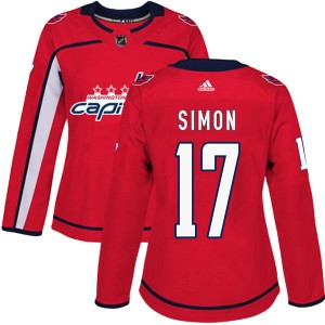 Washington Capitals Chris Simon Official Red Adidas Authentic Women's Home NHL Hockey Jersey