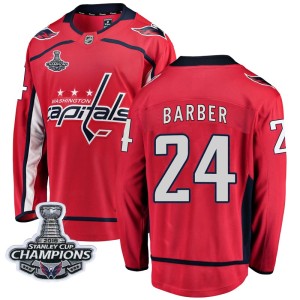 Washington Capitals Riley Barber Official Red Fanatics Branded Breakaway Adult Home 2018 Stanley Cup Champions Patch NHL Hockey 