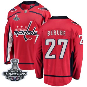 Washington Capitals Craig Berube Official Red Fanatics Branded Breakaway Adult Home 2018 Stanley Cup Champions Patch NHL Hockey 
