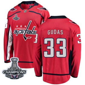 Washington Capitals Radko Gudas Official Red Fanatics Branded Breakaway Adult Home 2018 Stanley Cup Champions Patch NHL Hockey J