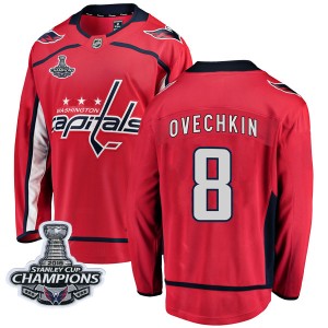 Washington Capitals Alexander Ovechkin Official Red Fanatics Branded Breakaway Adult Home 2018 Stanley Cup Champions Patch NHL H