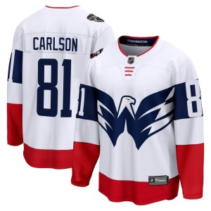 Washington Capitals Adam Carlson Official White Fanatics Branded Breakaway Youth 2023 Stadium Series NHL Hockey Jersey