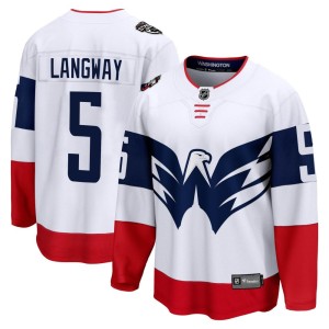 Washington Capitals Rod Langway Official White Fanatics Branded Breakaway Youth 2023 Stadium Series NHL Hockey Jersey