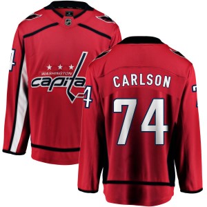Washington Capitals John Carlson Official Red Fanatics Branded Breakaway Youth Home NHL Hockey Jersey