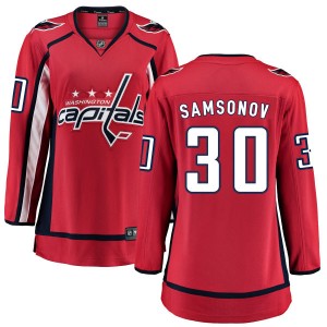 Washington Capitals Ilya Samsonov Official Red Fanatics Branded Breakaway Women's Home NHL Hockey Jersey