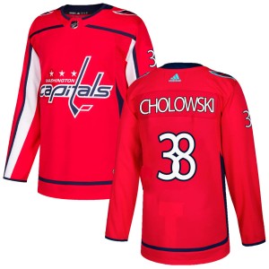 Washington Capitals Dennis Cholowski Official Red Adidas Authentic Youth Home NHL Hockey Jersey