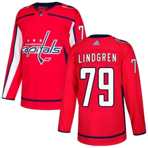 Washington Capitals Charlie Lindgren Official Red Adidas Authentic Youth Home NHL Hockey Jersey