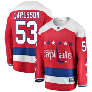 Washington Capitals Gabriel Carlsson Official Red Fanatics Branded Breakaway Adult Alternate NHL Hockey Jersey
