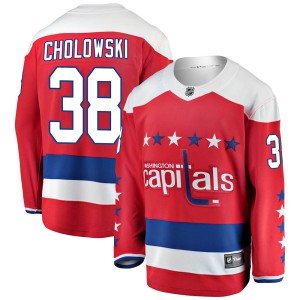 Washington Capitals Dennis Cholowski Official Red Fanatics Branded Breakaway Adult Alternate NHL Hockey Jersey