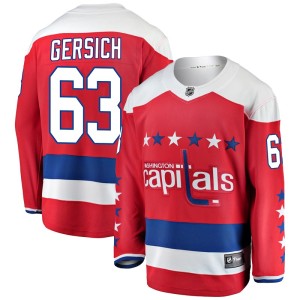 Washington Capitals Shane Gersich Official Red Fanatics Branded Breakaway Adult Alternate NHL Hockey Jersey