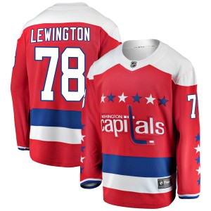 Washington Capitals Tyler Lewington Official Red Fanatics Branded Breakaway Adult ized Alternate NHL Hockey Jersey
