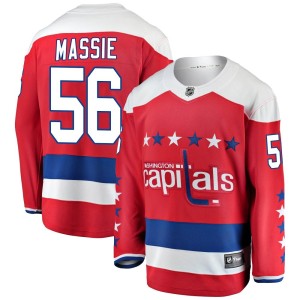 Washington Capitals Jake Massie Official Red Fanatics Branded Breakaway Adult Alternate NHL Hockey Jersey