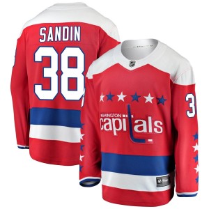 Washington Capitals Rasmus Sandin Official Red Fanatics Branded Breakaway Adult Alternate NHL Hockey Jersey