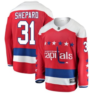 Washington Capitals Hunter Shepard Official Red Fanatics Branded Breakaway Adult Alternate NHL Hockey Jersey