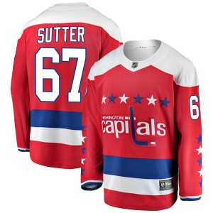 Washington Capitals Riley Sutter Official Red Fanatics Branded Breakaway Adult Alternate NHL Hockey Jersey