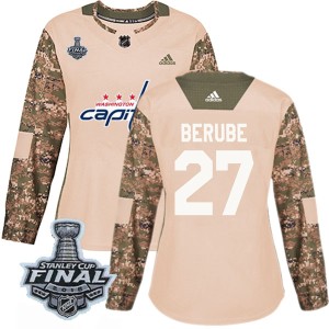 Washington Capitals Craig Berube Official Camo Adidas Authentic Women's Veterans Day Practice 2018 Stanley Cup Final Patch NHL H