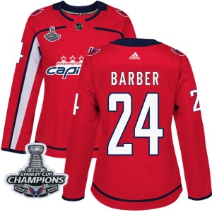 Washington Capitals Riley Barber Official Red Adidas Authentic Women's Home 2018 Stanley Cup Champions Patch NHL Hockey Jersey