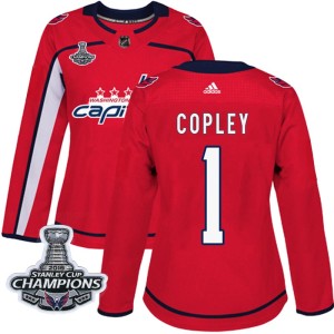 Washington Capitals Pheonix Copley Official Red Adidas Authentic Women's Home 2018 Stanley Cup Champions Patch NHL Hockey Jersey