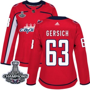 Washington Capitals Shane Gersich Official Red Adidas Authentic Women's Home 2018 Stanley Cup Champions Patch NHL Hockey Jersey