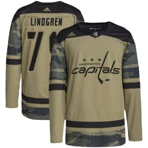 Washington Capitals Charlie Lindgren Official Camo Adidas Authentic Youth Military Appreciation Practice NHL Hockey Jersey