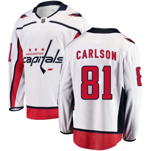 Washington Capitals Adam Carlson Official White Fanatics Branded Breakaway Adult Away NHL Hockey Jersey
