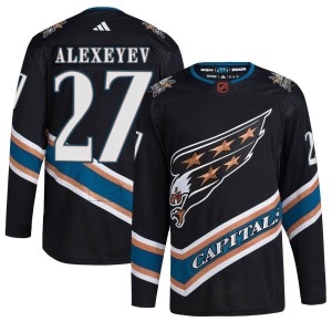 Washington Capitals Alexander Alexeyev Official Black Adidas Authentic Adult Reverse Retro 2.0 NHL Hockey Jersey