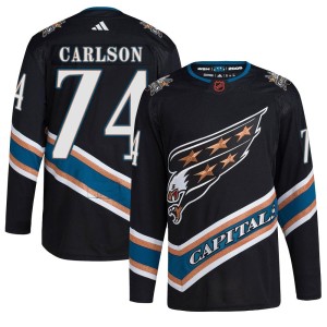 Washington Capitals John Carlson Official Black Adidas Authentic Adult Reverse Retro 2.0 NHL Hockey Jersey
