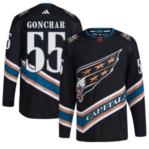 Washington Capitals Sergei Gonchar Official Black Adidas Authentic Adult Reverse Retro 2.0 NHL Hockey Jersey