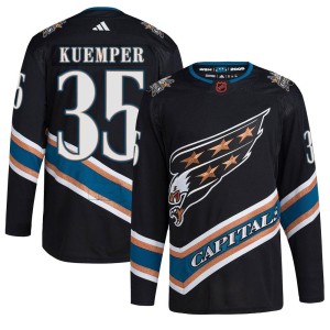 Washington Capitals Darcy Kuemper Official Black Adidas Authentic Adult Reverse Retro 2.0 NHL Hockey Jersey
