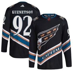 Washington Capitals Evgeny Kuznetsov Official Black Adidas Authentic Adult Reverse Retro 2.0 NHL Hockey Jersey