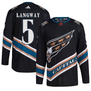 Washington Capitals Rod Langway Official Black Adidas Authentic Adult Reverse Retro 2.0 NHL Hockey Jersey
