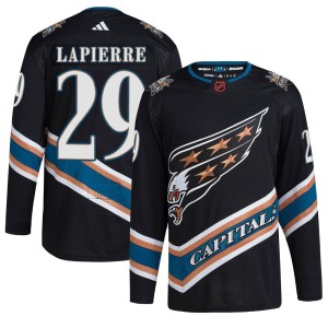 Washington Capitals Hendrix Lapierre Official Black Adidas Authentic Adult Reverse Retro 2.0 NHL Hockey Jersey