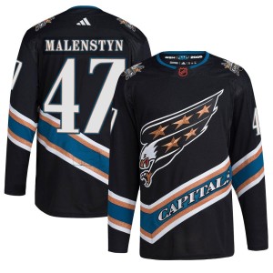 Washington Capitals Beck Malenstyn Official Black Adidas Authentic Adult Reverse Retro 2.0 NHL Hockey Jersey