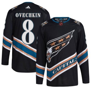 Washington Capitals Alex Ovechkin Official Black Adidas Authentic Adult Reverse Retro 2.0 NHL Hockey Jersey