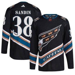 Washington Capitals Rasmus Sandin Official Black Adidas Authentic Adult Reverse Retro 2.0 NHL Hockey Jersey