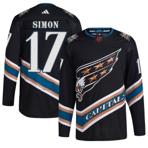 Washington Capitals Chris Simon Official Black Adidas Authentic Adult Reverse Retro 2.0 NHL Hockey Jersey