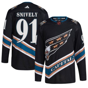 Washington Capitals Joe Snively Official Black Adidas Authentic Adult Reverse Retro 2.0 NHL Hockey Jersey