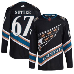 Washington Capitals Riley Sutter Official Black Adidas Authentic Adult Reverse Retro 2.0 NHL Hockey Jersey