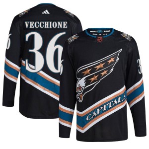 Washington Capitals Mike Vecchione Official Black Adidas Authentic Adult Reverse Retro 2.0 NHL Hockey Jersey